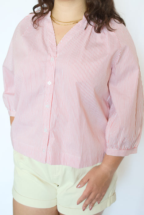 Striped Cotton Button-Up Blouse
