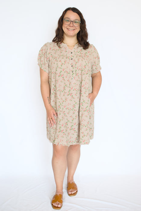 Floral Cotton Gauze Mineral Washed Dress