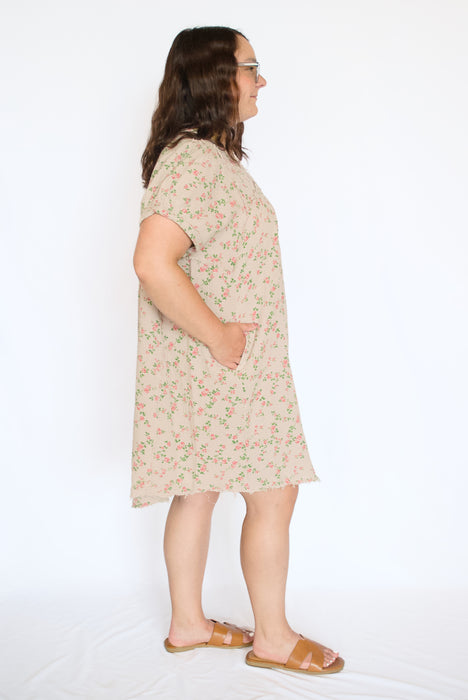 Floral Cotton Gauze Mineral Washed Dress