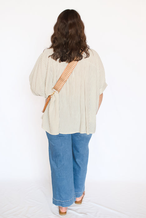 Striped Oversized Button Down Top