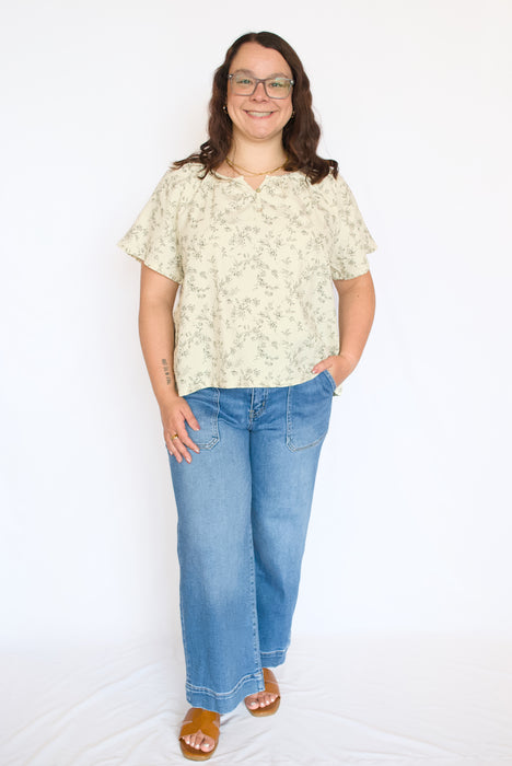 Floral Cotton Button Down Blouse