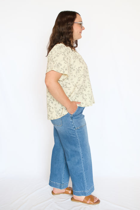 Floral Cotton Button Down Blouse