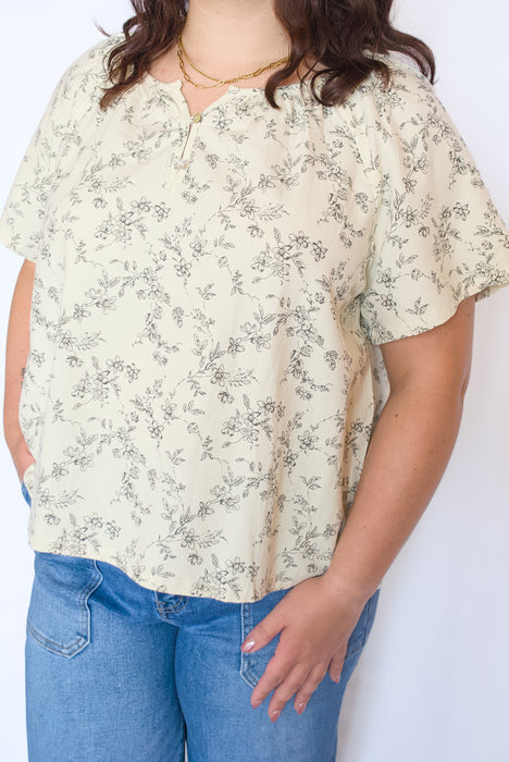 Floral Cotton Button Down Blouse