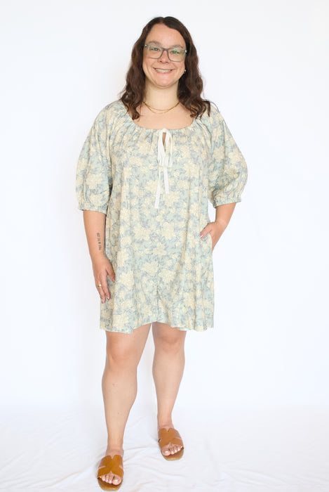 Floral Balloon Sleeve Romper