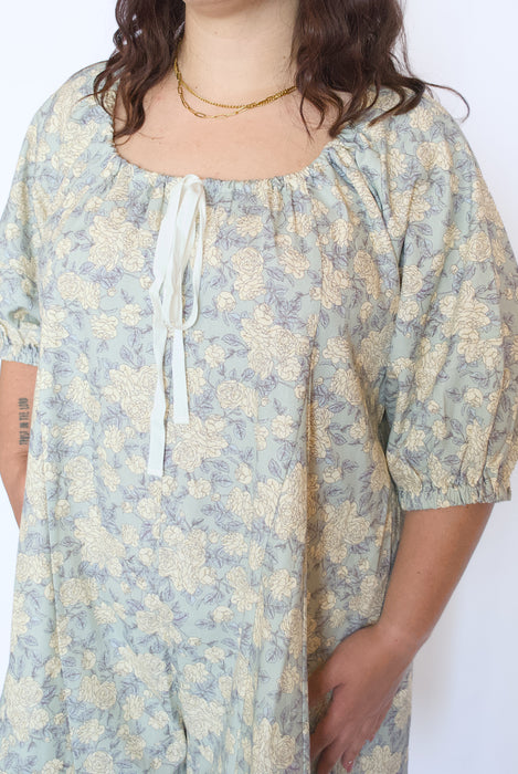 Floral Balloon Sleeve Romper