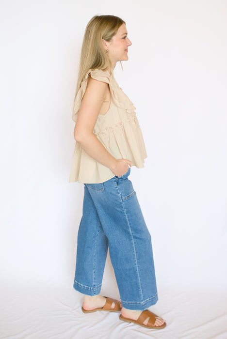 Cream Ruffle Layered Blouse