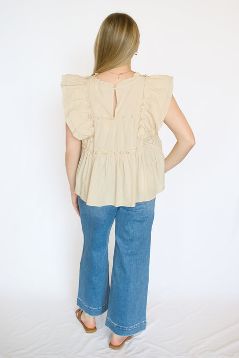 Cream Ruffle Layered Blouse