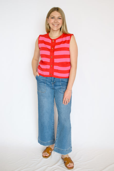 Striped Knit Sweater Vest
