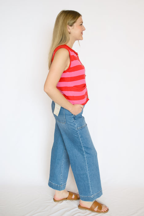Striped Knit Sweater Vest