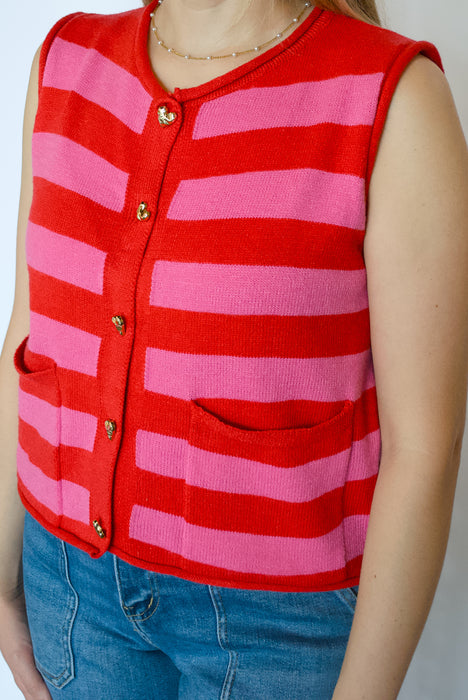 Striped Knit Sweater Vest