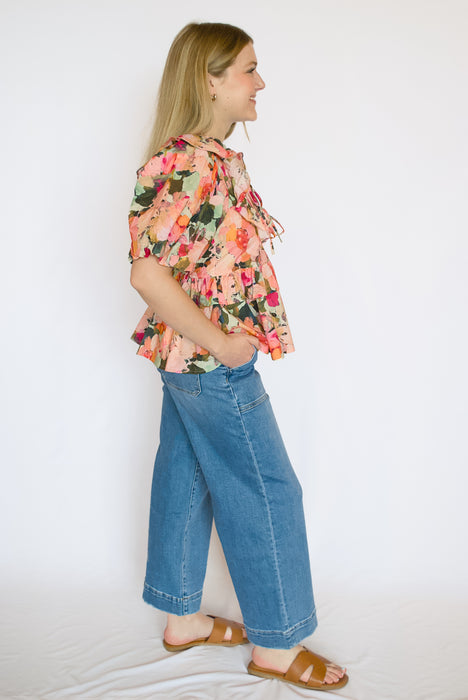 Multi-Color Puff Sleeve Top