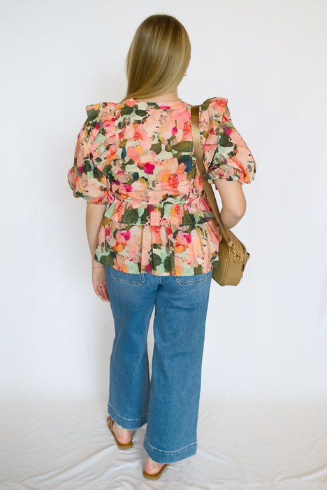 Multi-Color Puff Sleeve Top