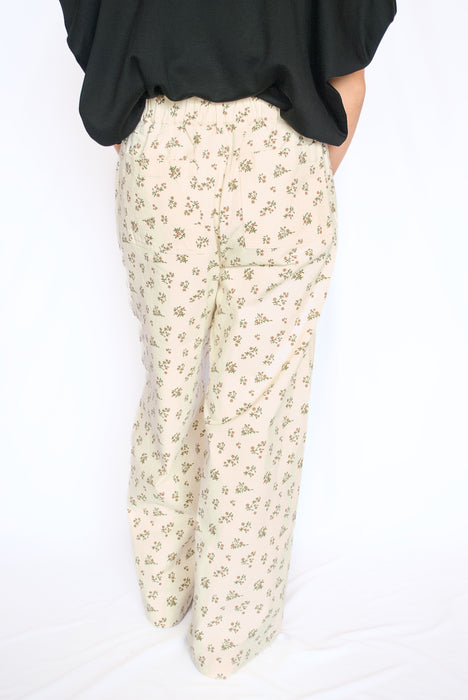 Floral Print Denim Pants