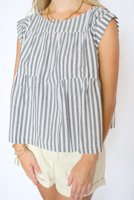 Cait Striped Babydoll Top