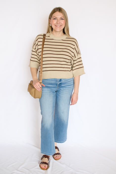 Striped Relaxed Knit Sweater Top