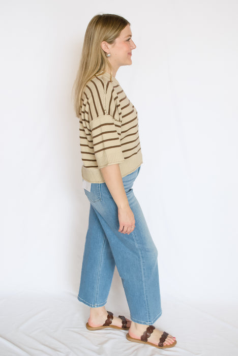 Striped Relaxed Knit Sweater Top