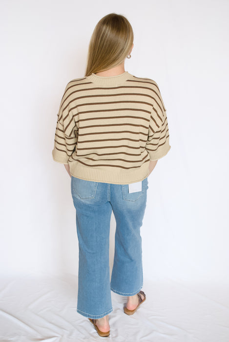 Striped Relaxed Knit Sweater Top