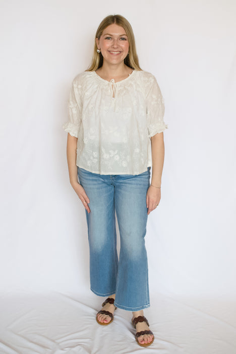 Embroidered Floral Off-the-Shoulder Top