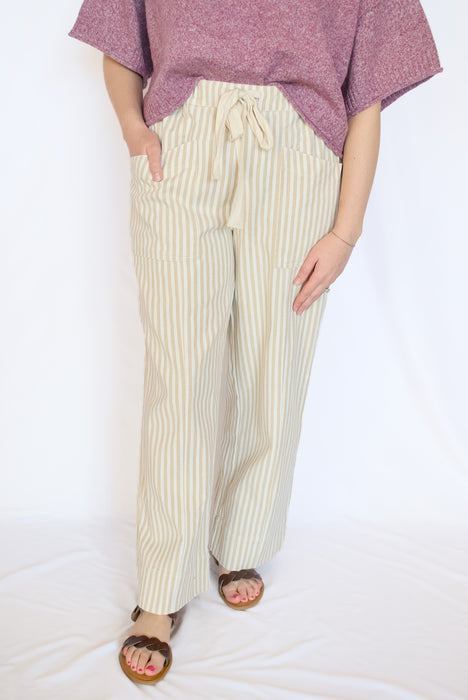 Striped Wide Leg Drawstring Pants