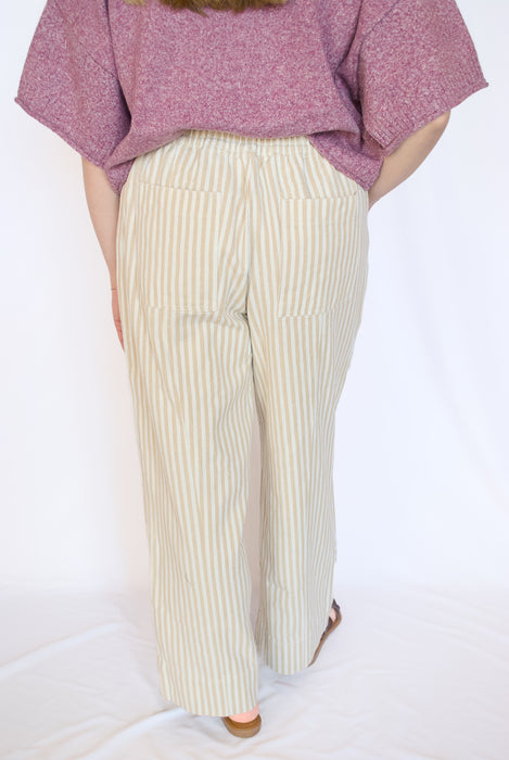 Striped Wide Leg Drawstring Pants