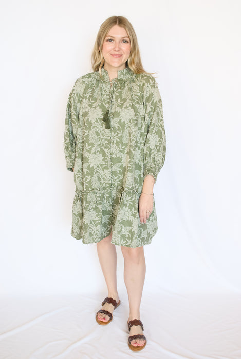 Floral Jacquard Mini Dress