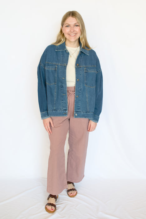 Relaxed Fit Button-Up Denim Jacket