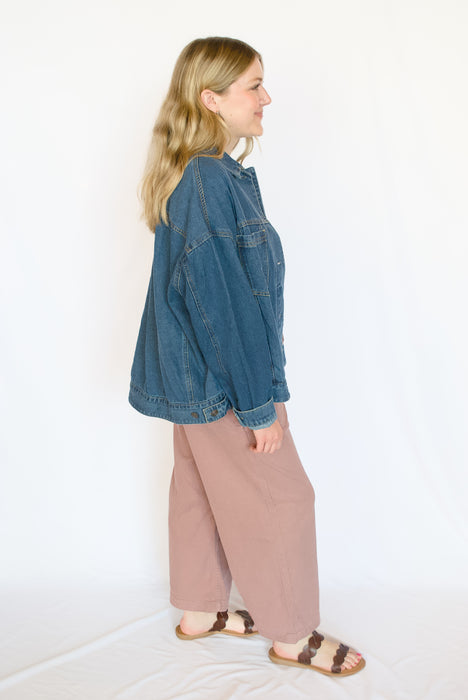 Washed Stretch Twill Wide Leg Pants