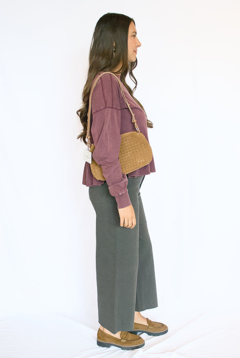 High Rise Cropped Straight Leg Pants | Stretch Twill Button Fly Jeans