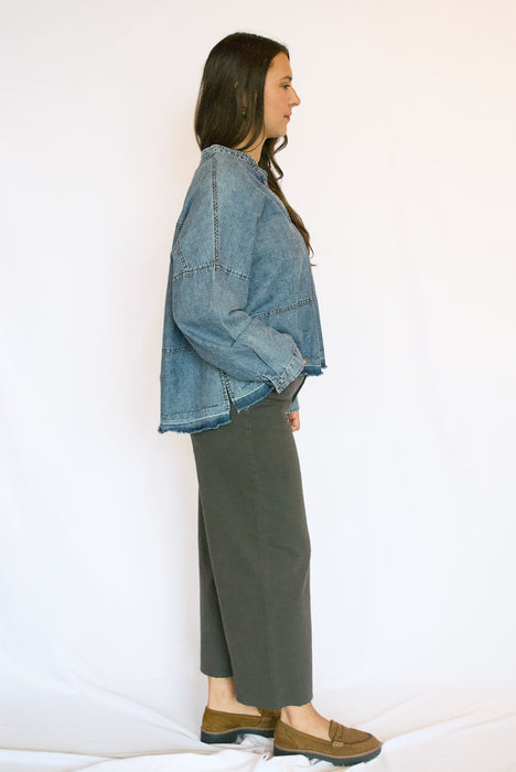Oversized Washed Denim Pullover