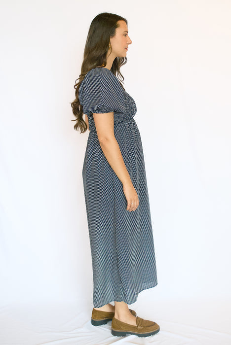 Polka Dot Smocked Maxi Dress | Square Neck Puff Sleeve Dress