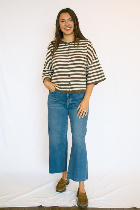 The Everyday Short Sleeve Stripe Cardigan