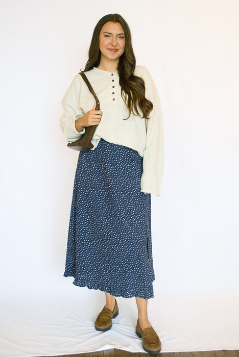 Henley Neck Knit Pullover Sweater