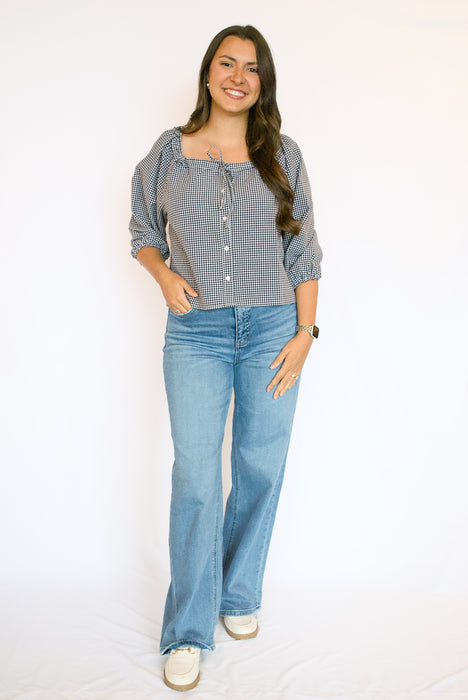 Black and White Gingham Blouse