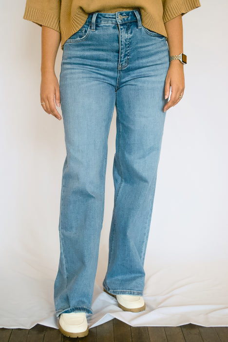Super High Rise Baggy Wide Leg Jeans | Dark Wash Tummy Control Denim