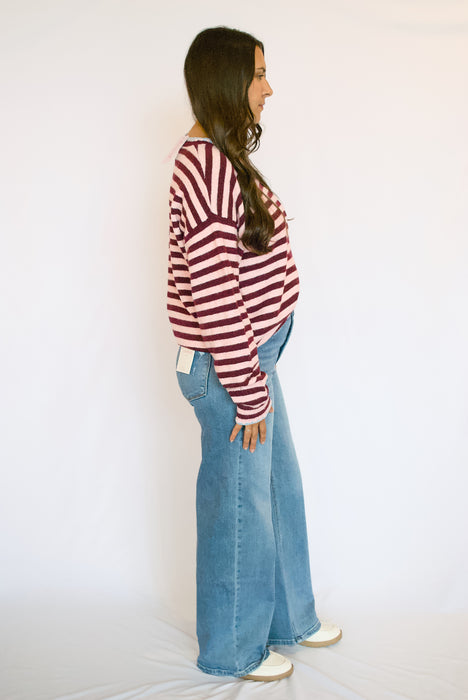 Striped Contrast Stitch Sweater