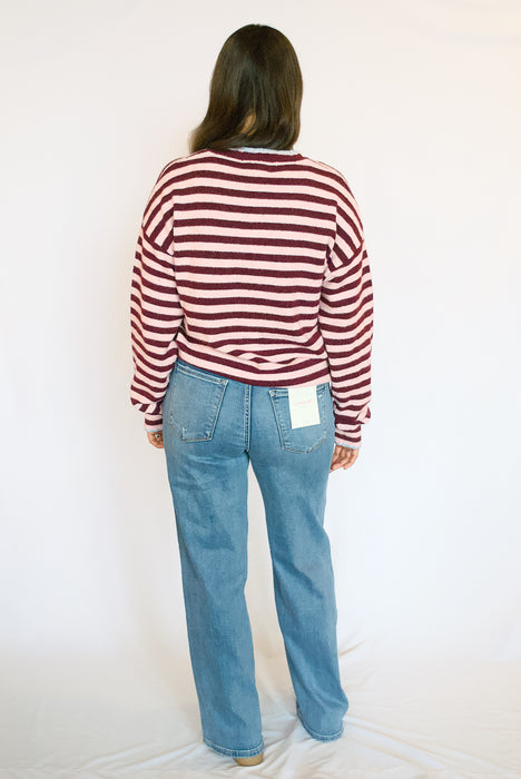 Striped Contrast Stitch Sweater