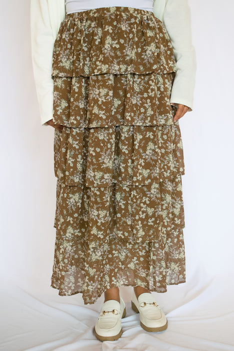 Floral Tiered Maxi Skirt