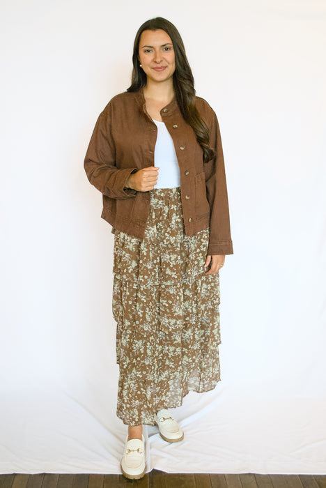 Relaxed Cotton Button-Up Utility Jacket
