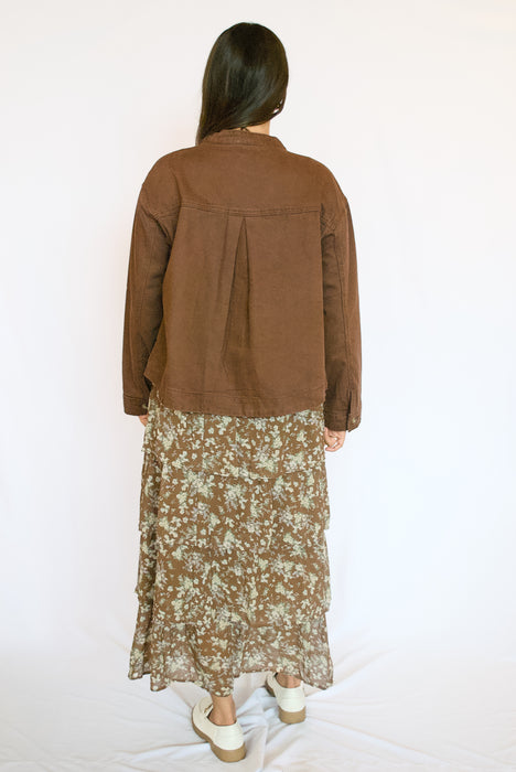 Relaxed Cotton Button-Up Utility Jacket