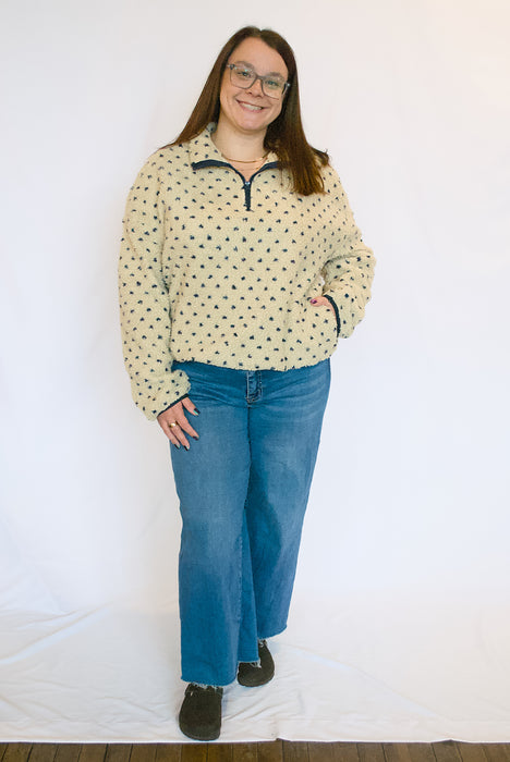 Polka Dot Sherpa Half-Zip Pullover