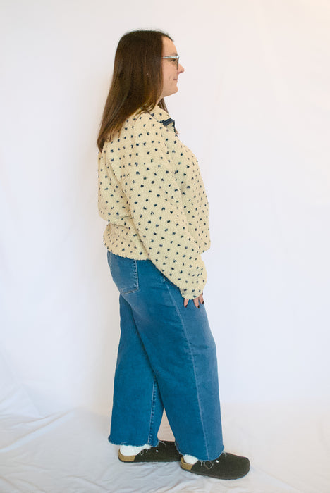 Polka Dot Sherpa Half-Zip Pullover
