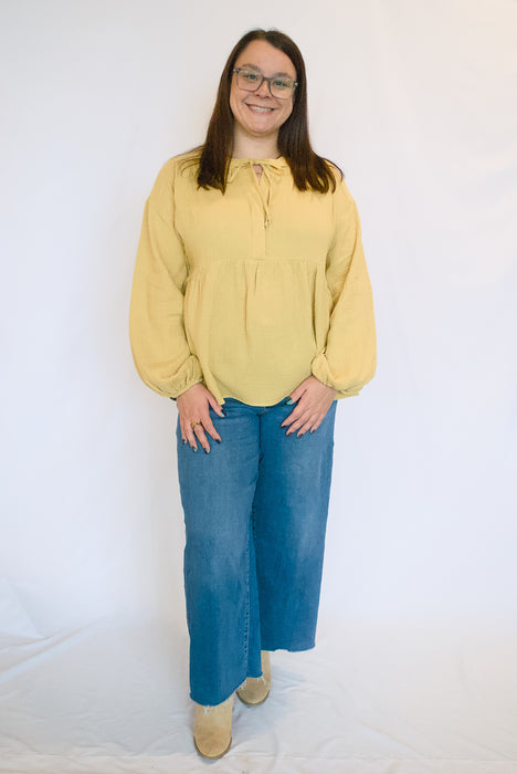 Cotton Gauze Peplum Top