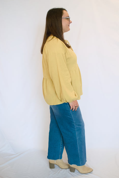 Cotton Gauze Peplum Top