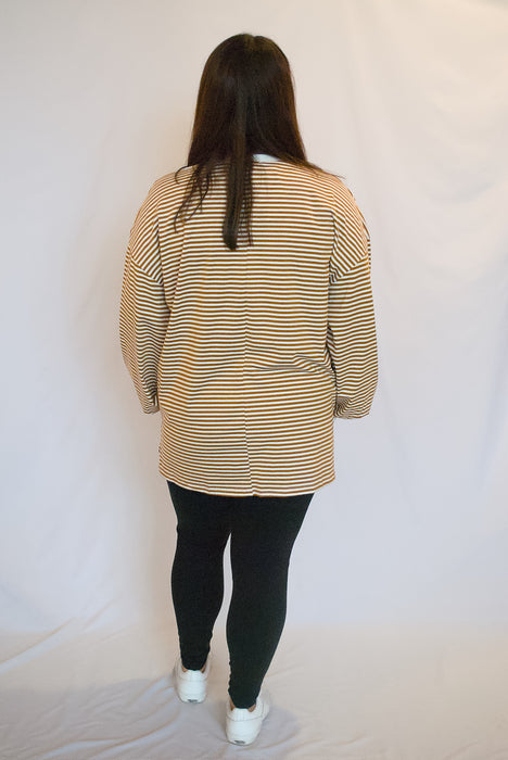 Oversized Striped Long Sleeve Top | Relaxed Crewneck Pullover