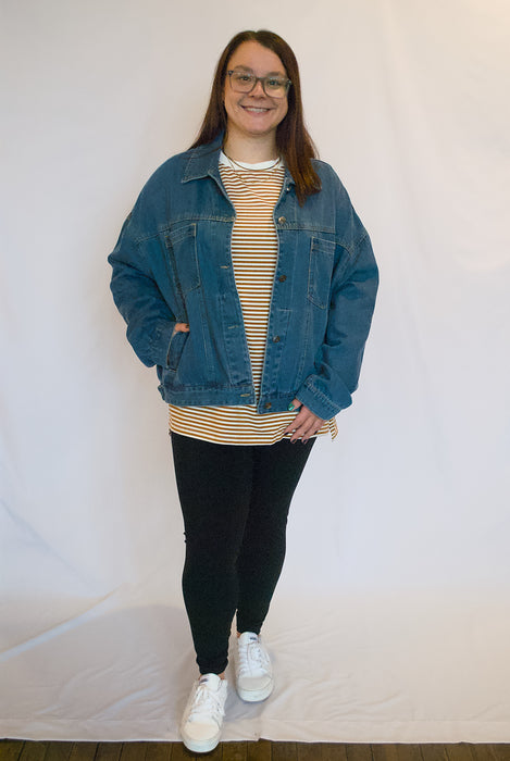 Oversized Striped Long Sleeve Top | Relaxed Crewneck Pullover