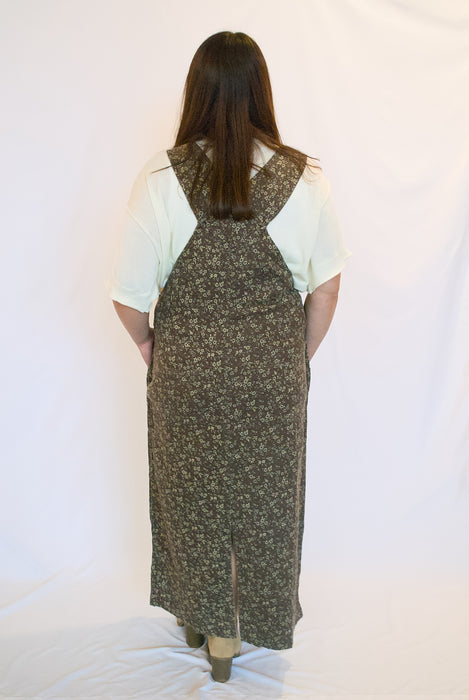 Floral Garment Wash Overall Dress