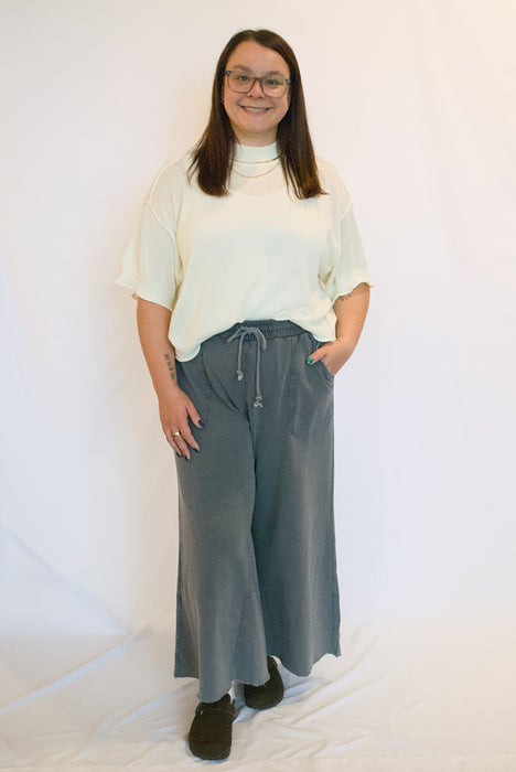 Lightweight Mock Neck Knit Sweater Top in Cloud