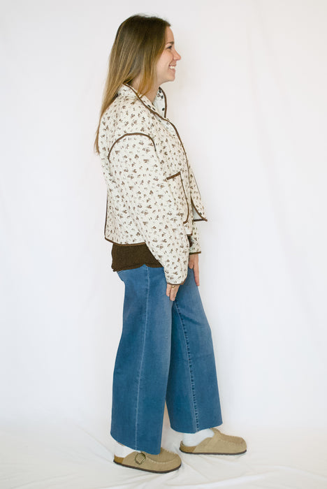 Cream Floral Quilted Jacket