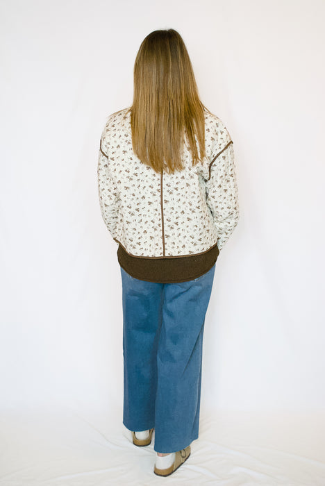 Cream Floral Quilted Jacket