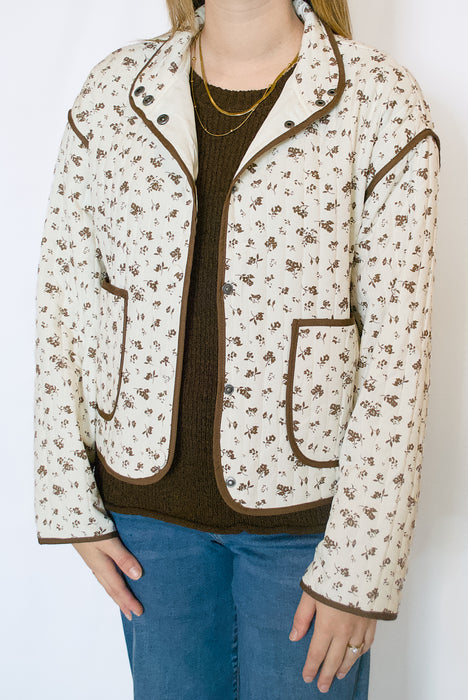 Cream Floral Quilted Jacket